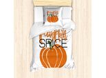 Abakuhaus Set Copripiumino Con Motivo Zucca, Disegno Allegro Zucca Autunnale Stagione Del Raccolto Ringraziamento, 135 X 200 Cm + 80 X 80 Cm, Verde Oliva Rosso Cinabro