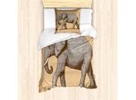 Abakuhaus Set Copripiumino Per Letto Singolo, Sketch Kunst Tiere, Antiacaro, Adatto A Chi Soffre Di Allergie, Con Federa, 135 Cm X 200 Cm - 80 X 80 Cm, Almond Dusk