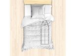 Abakuhaus Set Copripiumino Per Letto Singolo, Motivo Finestre Gotiche, Antiacaro E Anallergico, Con Federa, 135 Cm X 200 Cm - 80 X 80 Cm, Bianco E Nero