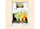 Abakuhaus Set Copripiumino Collage Per Letti Singoli, Frutta Fresca Colorata E Succosa, Antiacaro, Adatto A Chi Soffre Di Allergie, Con Federa, 135 Cm X 200 Cm - 80 X 80 Cm, Multicolore
