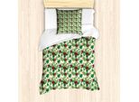 Abakuhaus Set Copripiumino Per Letto Singolo, Foglie Esotiche E Ibisco, Antiacaro, Adatto A Chi Soffre Di Allergie, Con Federa, 135 Cm X 200 Cm - 80 X 80 Cm, Avorio Multicolore