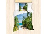 Abakuhaus America Centrale Set Copripiumino Per Letti Singoli, Wild Tropical Beach, Antiacaro, Adatto A Chi Soffre Di Allergie, Con Federa, 135 Cm X 200 Cm - 80 X 80 Cm, Multicolore