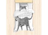 Abakuhaus Set Copripiumino Per Letto Singolo, Monocromatico A 4 Zampe, Antiacaro, Adatto A Chi Soffre Di Allergie, Con Federa, 135 Cm X 200 Cm - 80 X 80 Cm, Grigio Antracite E Bianco