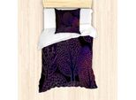 Abakuhaus Set Copripiumino Viola Scuro Per Letti Singoli, Motivi Colorati Bosco, Antiacaro, Adatto A Chi Soffre Di Allergie, Con Federa, 135 Cm X 200 Cm - 80 X 80 Cm, Multicolore