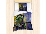 Abakuhaus Set Copripiumino Impressionista Per Letti Singoli, Kiev City Night Art, Antiacaro, Adatto A Chi Soffre Di Allergie, Con Federa, 135 Cm X 200 Cm - 80 X 80 Cm, Multicolore