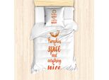Abakuhaus Set Copripiumino Con Motivo Zucche, Disegno Happy Harvest Thanksgiving - Tipografia Corsiva Su Sfondo Semplice, 135 X 200 Cm + 80 X 80 Cm, Rosso Cinabro