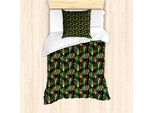 Abakuhaus Stampa Foglio Set Copripiumino Per Letti Singoli, Tropical Hawaiian Jungle, Antiacaro, Adatto A Chi Soffre Di Allergie, Con Federa, 135 Cm X 200 Cm - 80 X 80 Cm, Multicolore