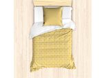 Abakuhaus Set Copripiumino Geometrico Astratto Per Letti Singoli, Fiori Simmetrici, Antiacaro, Adatto A Chi Soffre Di Allergie, Con Federa, 135 Cm X 200 Cm - 80 X 80 Cm, Giallo Pallido Terra Bianco