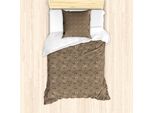 Abakuhaus Set Copripiumino Per Letto Singolo, Doodle Fossil Dinosaur, Antiacaro, Adatto A Chi Soffre Di Allergie, Con Federa, 135 Cm X 200 Cm - 80 X 80 Cm, Cocoa Pale Sepia