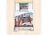 Abakuhaus Amsterdam Set Copripiumino Per Letti Singoli, Skyline Della Città Calligrafia, Antiacaro, Adatto A Chi Soffre Di Allergie, Con Federa, 135 Cm X 200 Cm - 80 X 80 Cm, Multicolore