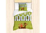 Abakuhaus Set Copripiumino Per Lettini Singoli, Neonati Welcome Cartoon, Antiacaro, Adatto A Chi Soffre Di Allergie, Con Federa, 135 Cm X 200 Cm - 80 X 80 Cm, Multicolore