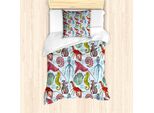 Abakuhaus Set Copripiumino Per Letti Singoli, Disegnato A Mano Deepwater, Antiacaro, Adatto A Chi Soffre Di Allergie, Con Federa, 135 Cm X 200 Cm - 80 X 80 Cm, Azzurro Multicolore