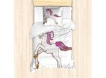 Abakuhaus Set Copripiumino Unicorn Party Per Letti Singoli, Cavallo Delle Fiabe Flora, Antiacaro, Adatto A Chi Soffre Di Allergie, Con Federa, 135 Cm X 200 Cm - 80 X 80 Cm, Bianco Malva