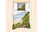 Set Copripiumino Abakuhaus Wildflower Per Letti Singoli, Egeo Con Blooming, Antiacaro, Adatto A Chi Soffre Di Allergie, Con Federa, 135 Cm X 200 Cm - 80 X 80 Cm, Azzurro E Multicolore