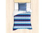 Abakuhaus Blu Set Copripiumino Per Letti Singoli, Stelle Marine E Conchiglie, Antiacaro, Adatto A Chi Soffre Di Allergie, Con Federa, 135 Cm X 200 Cm - 80 X 80 Cm, Blu Scuro E Avorio