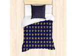 Abakuhaus Set Copripiumino Astratto Per Letti Singoli, Arte Primitiva Con Stelle, Antiacaro, Adatto A Chi Soffre Di Allergie, Con Federa, 135 Cm X 200 Cm - 80 X 80 Cm, Giallo Indaco