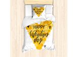 Abakuhaus Set Copripiumino Per Letto Singolo Honey Bee, Buon San Valentino, Antiacaro, Adatto A Chi Soffre Di Allergie, Con Federa, 135 Cm X 200 Cm - 80 X 80 Cm, Marigold Senf