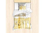 Abakuhaus Set Copripiumino Honey Bee Per Letti Singoli, Calligrafia Locale, Antiacaro, Adatto A Chi Soffre Di Allergie, Con Federa, 135 Cm X 200 Cm - 80 X 80 Cm, Cacao Scuro Senape