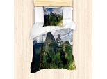 Abakuhaus Set Copripiumino Per Letto Singolo Glacier Nationalpark, Panorama Primaverile, Antiacaro, Adatto A Chi Soffre Di Allergie, Con Federa, 135 Cm X 200 Cm - 80 X 80 Cm, Multicolore