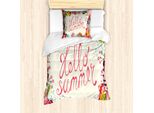 Set Copripiumino Abakuhaus Wildflower Per Letti Singoli, Hallo Sommer-Garten-Kunst, Antiacaro, Adatto A Chi Soffre Di Allergie, Con Federa, 135 Cm X 200 Cm - 80 X 80 Cm, Avorio E Multicolore