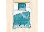Abakuhaus Set Copripiumino Per Letto Singolo, Composizione Doodle Terminal, Antiacaro E Anallergico, Con Federa, 135 Cm X 200 Cm - 80 X 80 Cm, Multicolore