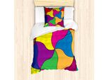 Abakuhaus Set Copripiumino Geometrico Astratto Per Letti Singoli, Modern Fragments, Antiacaro, Adatto A Chi Soffre Di Allergie, Con Federa, 135 Cm X 200 Cm - 80 X 80 Cm, Multicolore