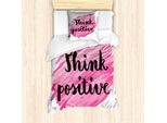 Abakuhaus Set Copripiumino Positive Energy, Design Creativo Con Scritta Corsiva Su Sfondo Rosa, 135 X 200 Cm + 80 X 80 Cm, Rosa Pallido