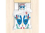 Abakuhaus Set Copripiumino In Stile Folk Per Letti Singoli, Decorativo, Anti-Acari, Adatto A Chi Soffre Di Allergie, Con Federa, 135 Cm X 200 Cm - 80 X 80 Cm, Multicolore