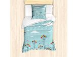 Abakuhaus Set Copripiumino Per Letto Singolo, Motivo Floreale Estivo Grunge, Antiacaro, Adatto A Chi Soffre Di Allergie, Con Federa, 135 Cm X 200 Cm - 80 X 80 Cm, Multicolore