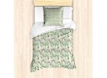 Abakuhaus Set Copripiumino Botanico Per Letti Singoli, Motivo Tulipani Astratto, Antiacaro, Adatto A Chi Soffre Di Allergie, Con Federa, 135 Cm X 200 Cm - 80 X 80 Cm, Verde Pastello Magenta