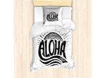 Abakuhaus Set Copripiumino Aloha Per Letti Singoli, Calligrafia In Stile Grunge, Antiacaro, Adatto A Chi Soffre Di Allergie, Con Federa, 135 Cm X 200 Cm - 80 X 80 Cm, Grigio Antracite E Bianco