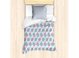 Abakuhaus Set Copripiumino Marittimo Per Letti Singoli, Strisce Volante, Antiacaro, Adatto A Chi Soffre Di Allergie, Con Federa, 135 Cm X 200 Cm - 80 X 80 Cm, Azzurro E Rosa Pallido