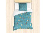 Abakuhaus Blu Set Copripiumino Per Letti Singoli, Marinaio-Uomo-Ancora, Antiacaro Adatto A Chi Soffre Di Allergie Con Federa, 135 Cm X 200 Cm - 80 X 80 Cm, Blu Cadetto Beige