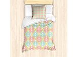 Abakuhaus Set Copripiumino Per Letto Singolo, Motivo A Rombi Ondulati, Antiacaro E Anallergico, Con Federa, 135 Cm X 200 Cm - 80 X 80 Cm, Verde Corallo
