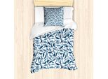 Abakuhaus Set Copripiumino Per Letti Singoli, Squali, Narvali, Mammiferi Marini, Antiacaro, Adatto A Chi Soffre Di Allergie, Con Federa, 135 Cm X 200 Cm - 80 X 80 Cm, Bianco E Blu Notte