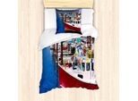 Abakuhaus Massachusetts Set Copripiumino Per Letti Singoli, Boote Pier Nautical, Antiacaro, Adatto A Chi Soffre Di Allergie, Con Federa, 135 Cm X 200 Cm - 80 X 80 Cm, Multicolore