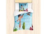 Abakuhaus Set Copripiumino Per Letto Singolo, Motivo Paesaggistico, Antiacaro, Adatto A Chi Soffre Di Allergie, Con Federa, 135 Cm X 200 Cm - 80 X 80 Cm, Multicolore