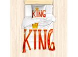 Abakuhaus Set Copripiumino Per Letto Singolo, Lettere Maiuscole "KöNig"", Antiacaro, Adatto A Chi Soffre Di Allergie, Con Federa, 135 Cm X 200 Cm - 80 X 80 Cm, Vermiglio E Giallo"