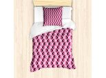 Abakuhaus Set Copripiumino Per Letto Singolo Con Gattini, Artistico, Antiacaro, Anallergico, Con Federa, 135 Cm X 200 Cm - 80 X 80 Cm, Rosa E Grigio Antracite