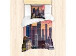 Abakuhaus Set Copripiumino Per Letto Singolo, Los Angeles Skyline Arancione Cielo, Antiacaro, Adatto A Chi Soffre Di Allergie, Con Federa, 135 Cm X 200 Cm - 80 X 80 Cm, Multicolore