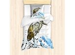 Abakuhaus Set Copripiumino Per Letti Singoli, Disegno Con Airone, Antiacaro, Adatto A Chi Soffre Di Allergie, Con Federa, 135 Cm X 200 Cm - 80 X 80 Cm, Multicolore
