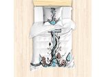 Abakuhaus Set Copripiumino Per Letti Singoli, Design Romantico Con Ancore, Antiacaro, Adatto A Chi Soffre Di Allergie, Con Federa, 135 Cm X 200 Cm - 80 X 80 Cm, Azzurro Pallido E Corallo Pallido