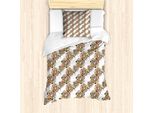 Abakuhaus Set Copripiumino Geometria Astratta Per Letti Singoli, Rotondo, Colorato, Antiacaro, Adatto A Chi Soffre Di Allergie, Con Federa, 135 Cm X 200 Cm - 80 X 80 Cm, Bianco E Multicolore