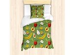 Abakuhaus Set Copripiumino Per Letti Singoli, Avocado, Mele, Banana, Lime, Antiacaro, Adatto A Chi Soffre Di Allergie, Con Federa, 135 Cm X 200 Cm - 80 X 80 Cm, Verde Multicolore