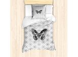 Abakuhaus Set Copripiumino Per Letto Singolo, Farfalla Geometrica, Antiacaro, Adatto A Chi Soffre Di Allergie, Con Federa, 135 Cm X 200 Cm - 80 X 80 Cm, Bianco E Grigio