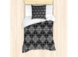 Abakuhaus Set Copripiumino A Griglia Per Letti Singoli, Motivo Nostalgico A Griglia Annidata, Antiacaro, Adatto A Chi Soffre Di Allergie, Con Federa, 135 Cm X 200 Cm - 80 X 80 Cm, Grigio Antracite Bianco