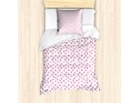 Set Copripiumino Pastello Abakuhaus Per Letti Singoli, Brushstroke Morbidi Pois, Antiacaro Adatto A Chi Soffre Di Allergie Con Federa, 135 Cm X 200 Cm - 80 X 80 Cm, Rosa E Bianco