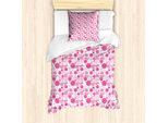Abakuhaus Set Copripiumino Rosa A Pois Per Letti Singoli, Motivi Monotoni, Antiacaro, Adatto A Chi Soffre Di Allergie, Con Federa, 135 Cm X 200 Cm - 80 X 80 Cm, Rosa Baby-Rosa-Bianco