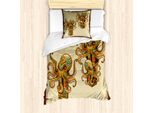 Abakuhaus Set Copripiumino Per Letto Singolo, Disegno Cartone Animato Con Polpo, Antiacaro E Anallergico, Con Federa, 135 Cm X 200 Cm - 80 X 80 Cm, Marrone