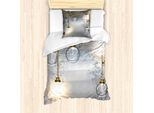 Abakuhaus Set Copripiumino Industriale Per Letti Singoli, Steampunk Antique, Antiacaro, Adatto A Chi Soffre Di Allergie, Con Federa, 135 Cm X 200 Cm - 80 X 80 Cm, Giallo Grigio Bianco